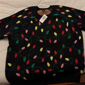 Festive Black Sweater with Colorful Lights